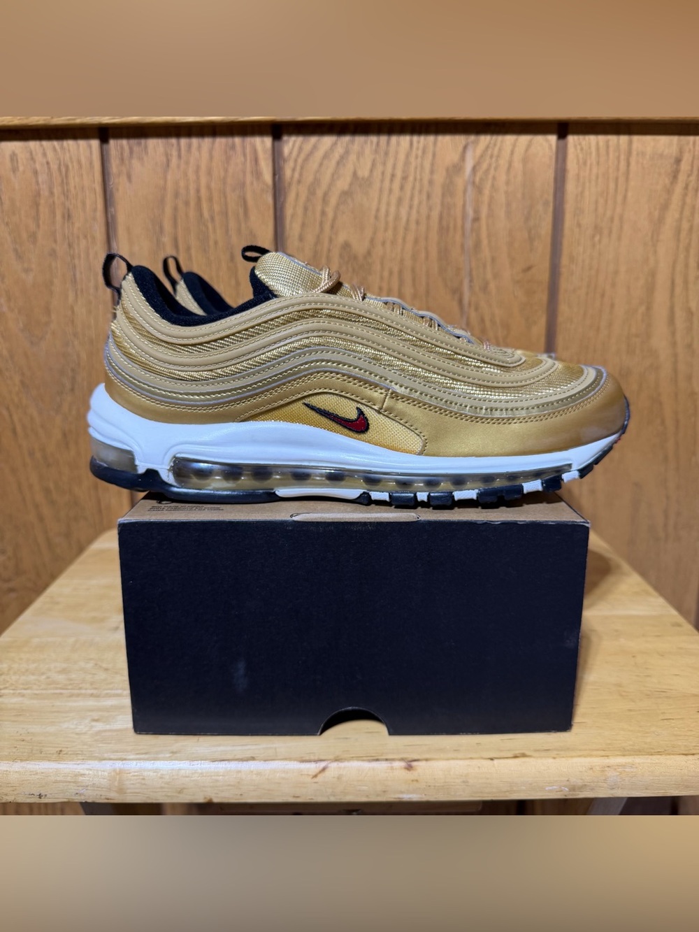 Nike Air Max 97 OG Metallic Gold Bullet DQ9131-700 Womens 12 Half Box NEW 2023